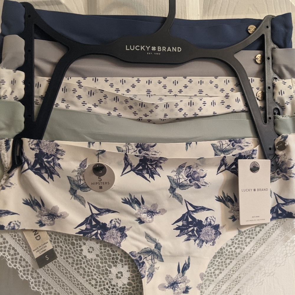 NWT Lucky Brand Size S 5-Pack Lacy Back Hipsters